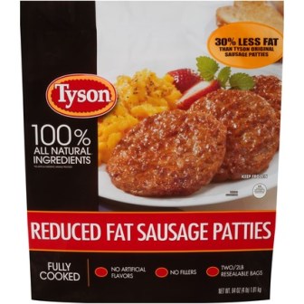 Patties Sausage Reduc Fat Fully Cooked AF Req 4lb